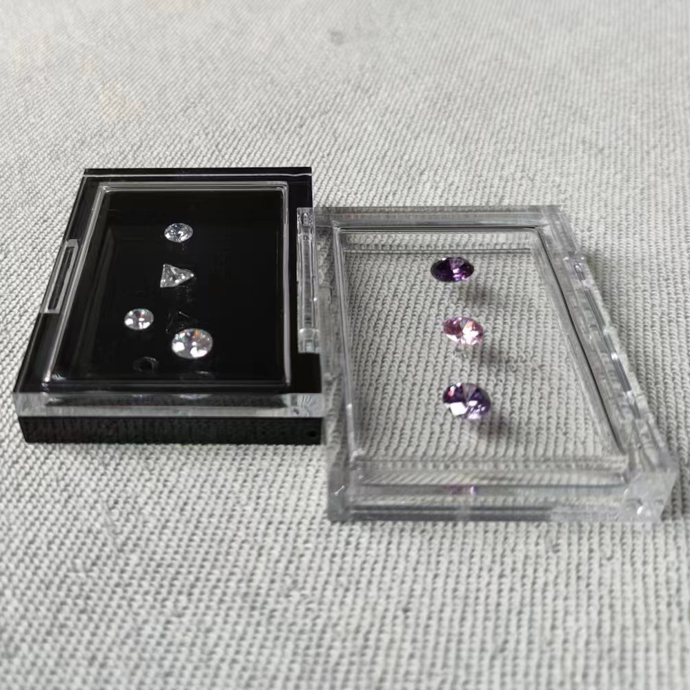 Sale Adhesive Loose Diamond Box Transparent Gemstone Storage Case Stone Packaging Show Case Sticky Gems Organizer Holder Tray