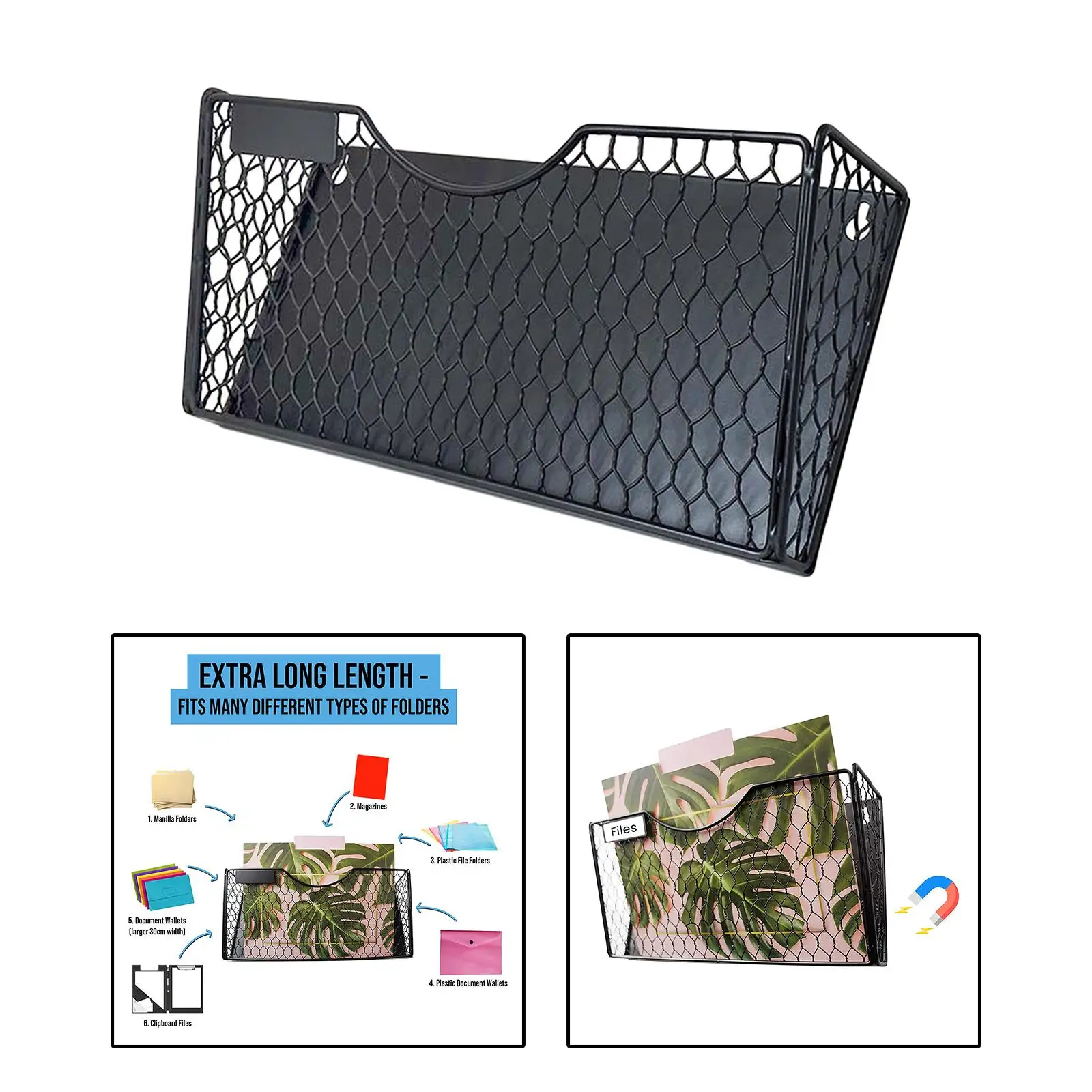 Wall Mounted Mesh File Holder Rack Office Home Newspapers Mails Iron Multifunctional Display Stand Organizer Shelf Magazine Rack
