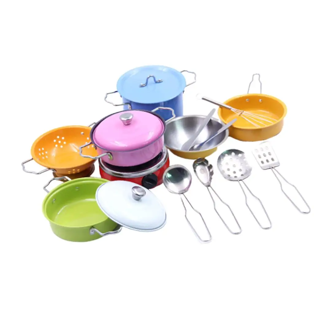  Pretend  17-Piece, Cooking Set, Pots and Pans, Cookware Playset, Utensils, Learning Gift for  Toddlers