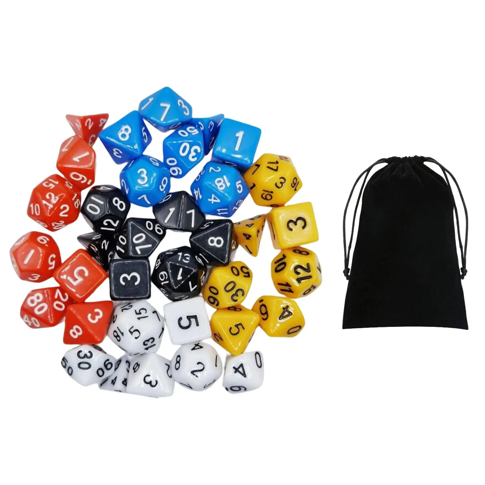 Engraved Polyhedral Dices Set Party Favors 35Pcs Rolling Dices for Parties