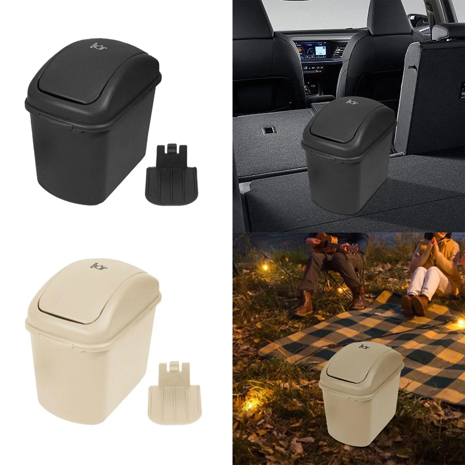 Garbage Bin Storage Outdoor Dustbin Waste Container Car Trash Can with Lid Trash Bin for Bathroom Bedroom Picnic Travel Hiking