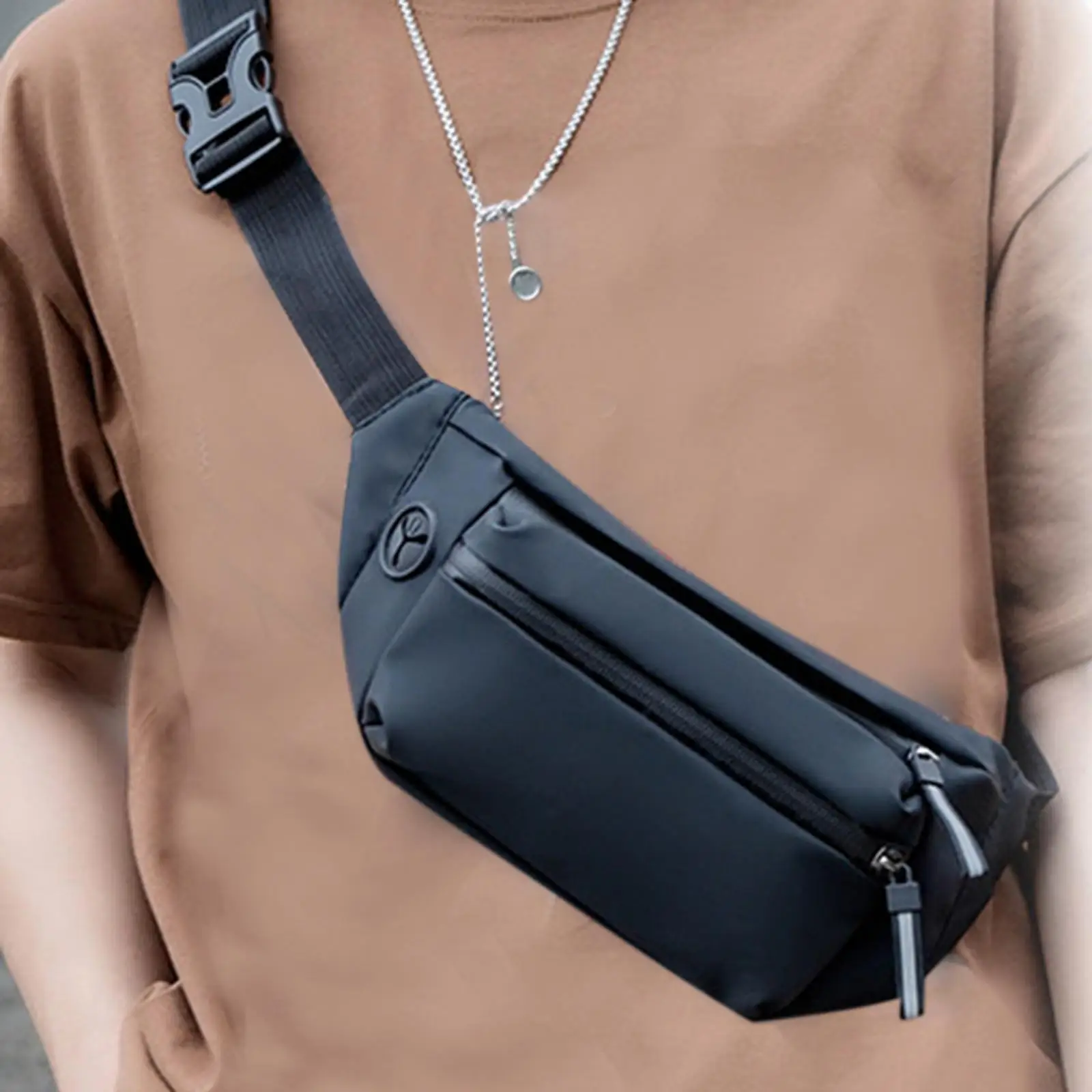 Shoulder Bag Lightweight Compact with Zipper Pocket Adjustable Shoulder Backpack for Hiking Sport Outdoor Travel Casual
