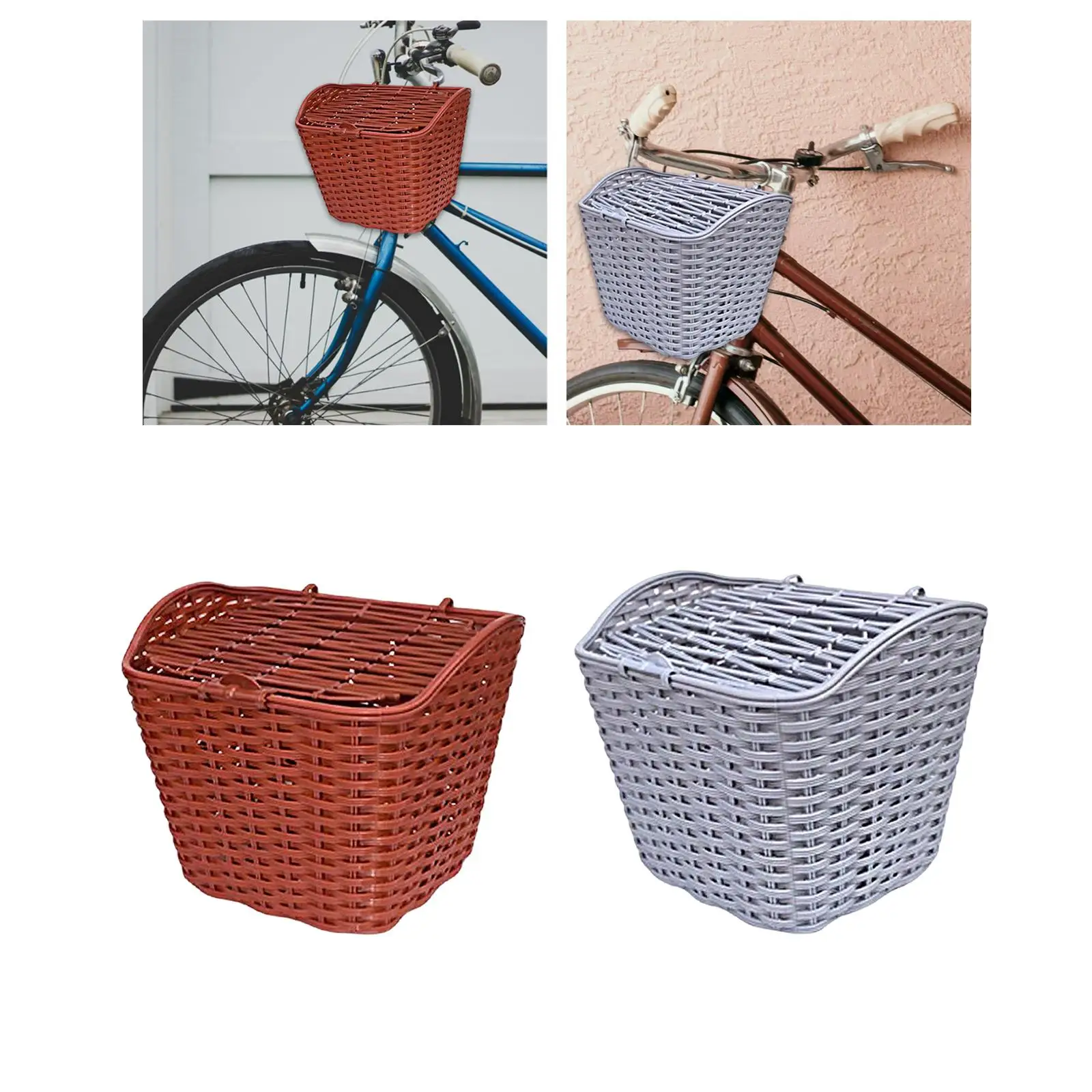 Plastic Bike Basket with Lid Large Waterproof Sundries Container Bicycle