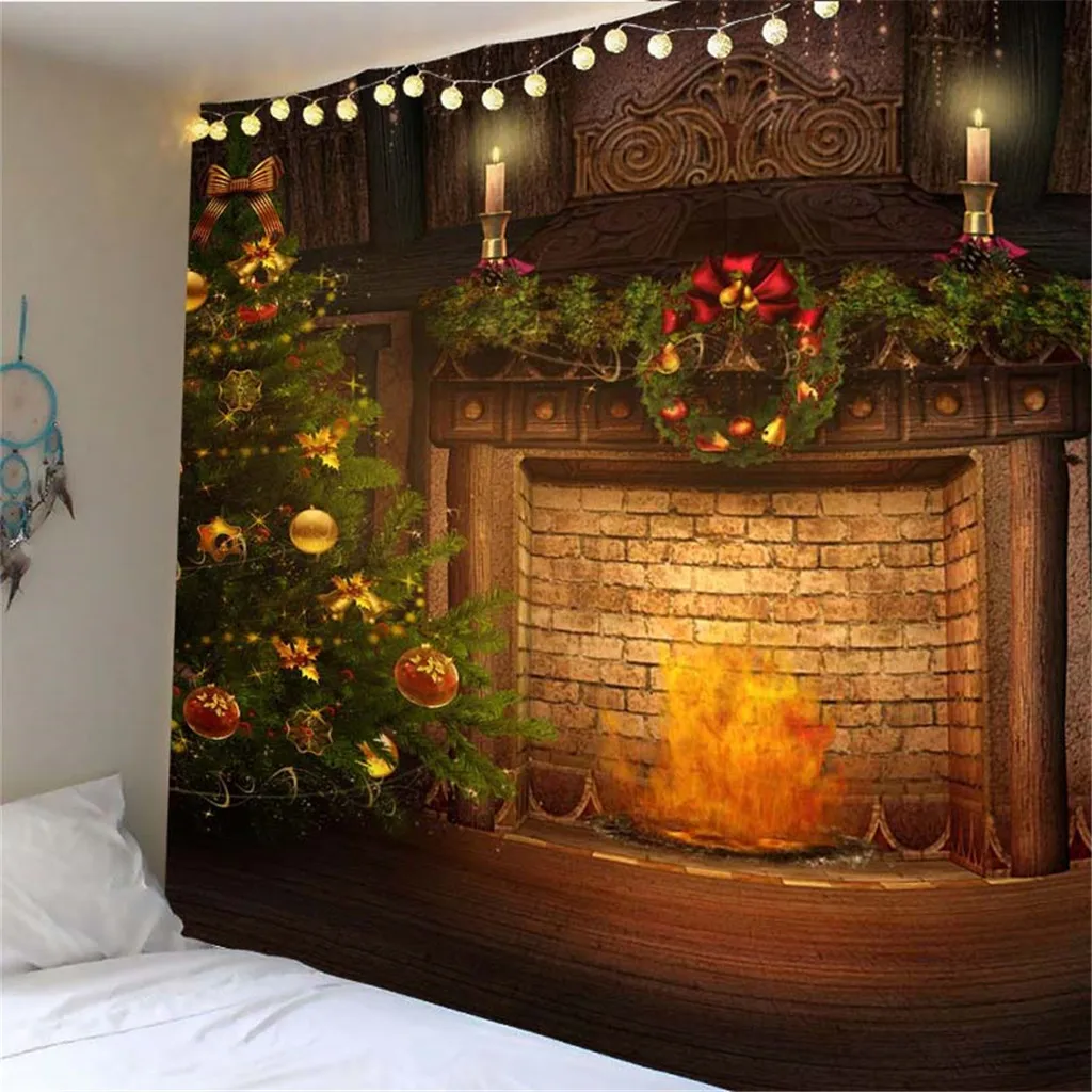 3D Christmas Theme Tapestry Wall Art Hanging for  Dorm Mural