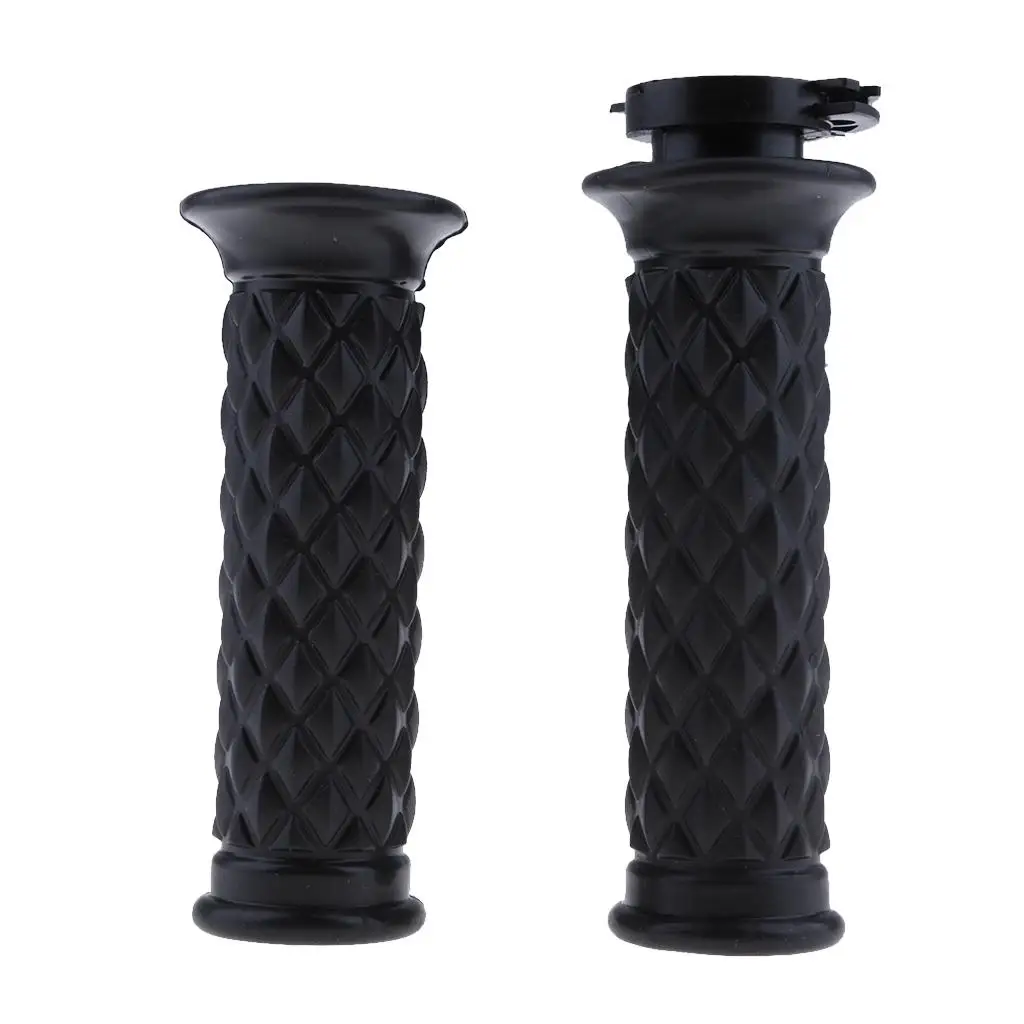 7/8 inch 22mm Motorcycle Hand Grips Anti- Rubber  Bar End for  Bobber Custom Motocross Motorcycle Universal - Black
