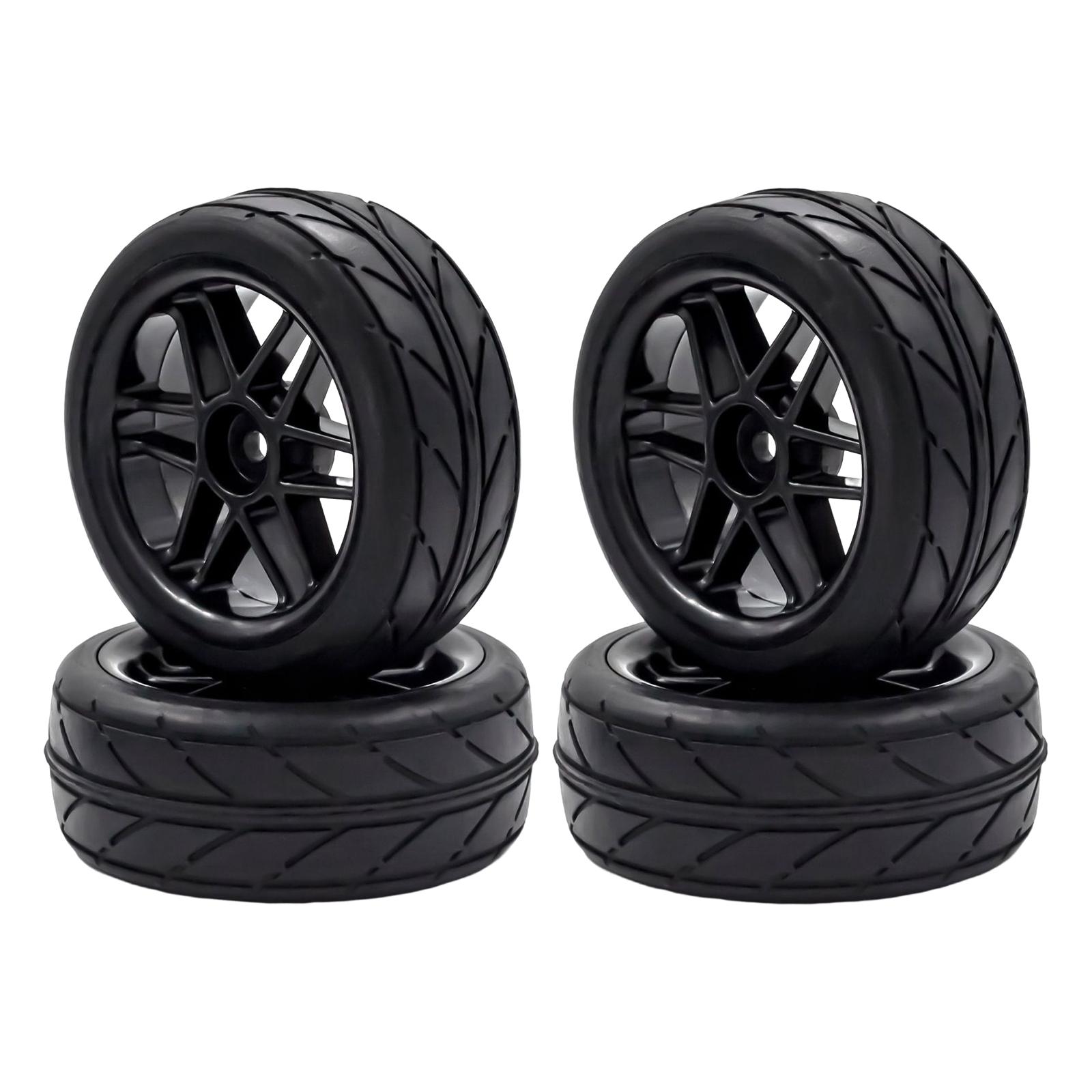 4Pcs Car Wheels Rim Replacement Wheel Tires Width 26mm DIY Tyre Rubber Tires for RC 1:10 Car Trucks Buggy Model