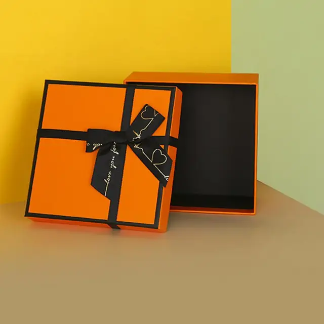  SDHENAILIAN Gift Boxes Gift Box Wrapping Box Orange Box Perfume  Cosmetics Wallet Gift Packaging Box Wedding Birthday Party Gift Bag Paper  (Color : 1pcs Box 1pcs Bag, Size : 13x9x6cm) 