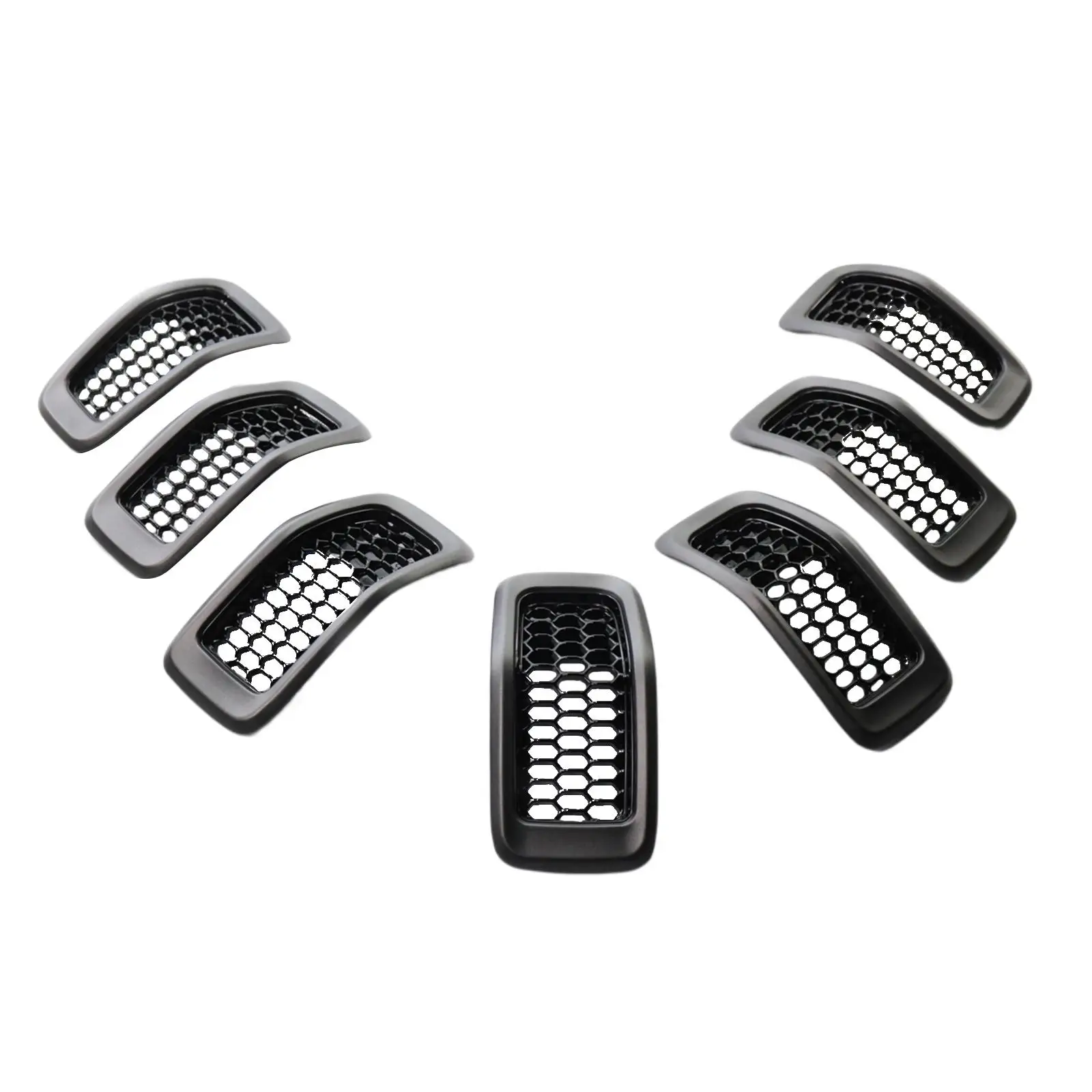 7Pcs Front Grill Inserts with Chrome Rings 68303626Ab 68303626AC Honeycomb Mesh Grille Insert for Jeep Cherokee 2014-2018
