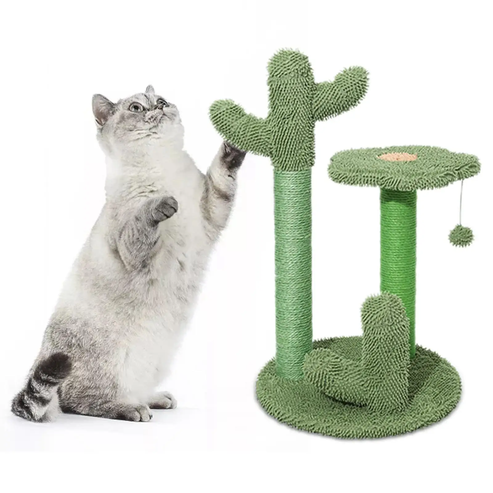 Cactus Cat Scratcher Tower Protect Your Furniture with Bed Natural Sisal