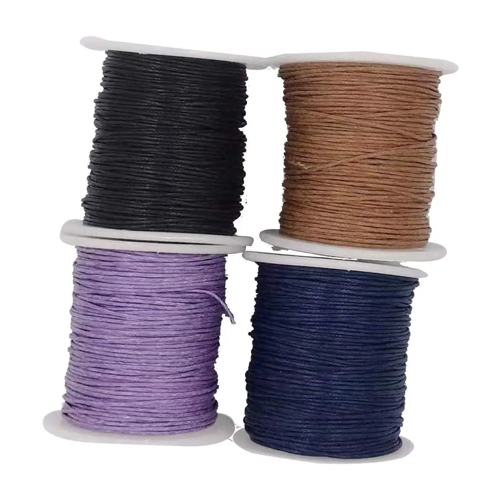 4pcs 80m Waxed Cotton Cord String Thread Rope Spool Jewelry Making Braid DIY