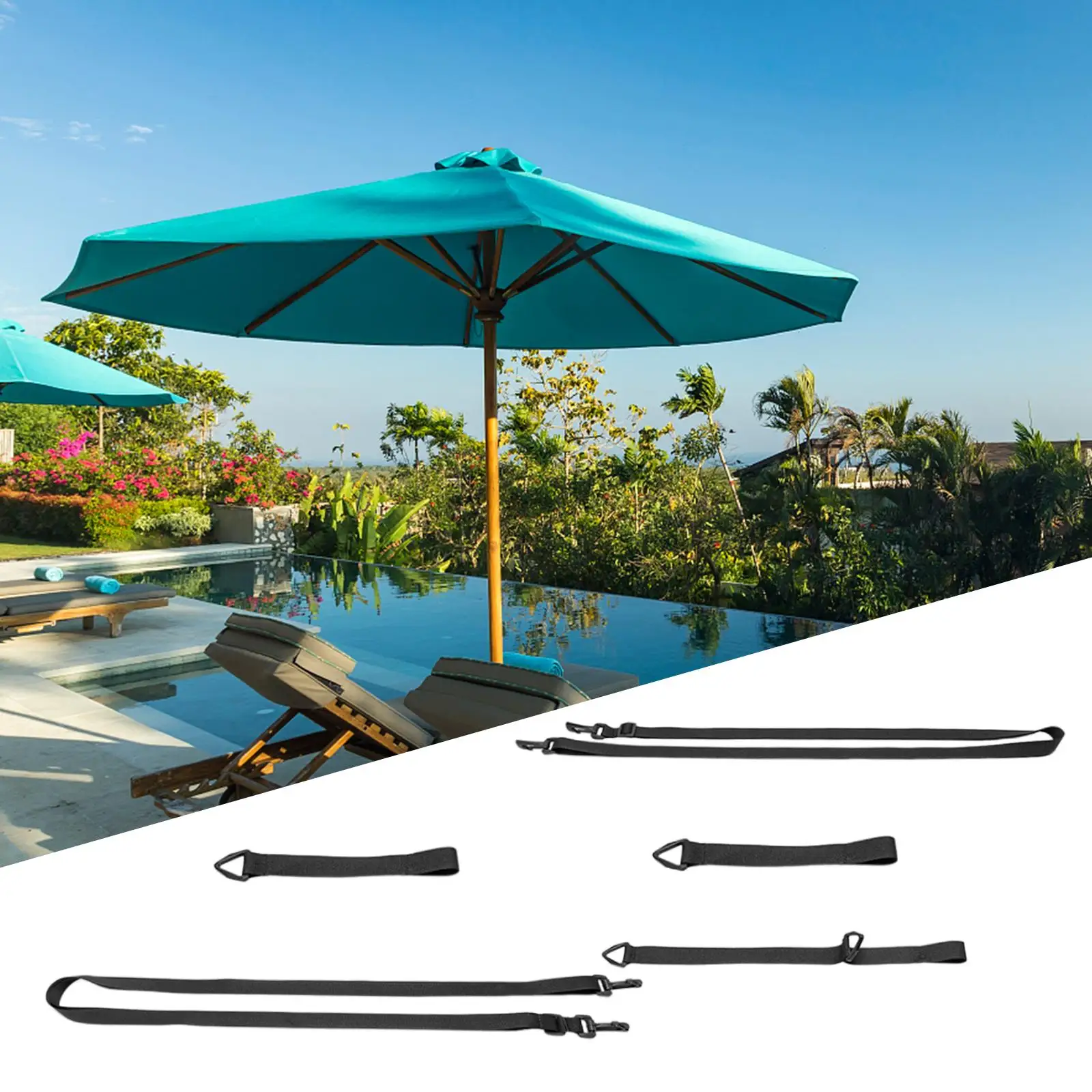 5x Outdoor Umbrella Strap Reusable Universal Weatherproof Adjustable Fixing Strap for Cantilever for Garden Yard Backyard Patio