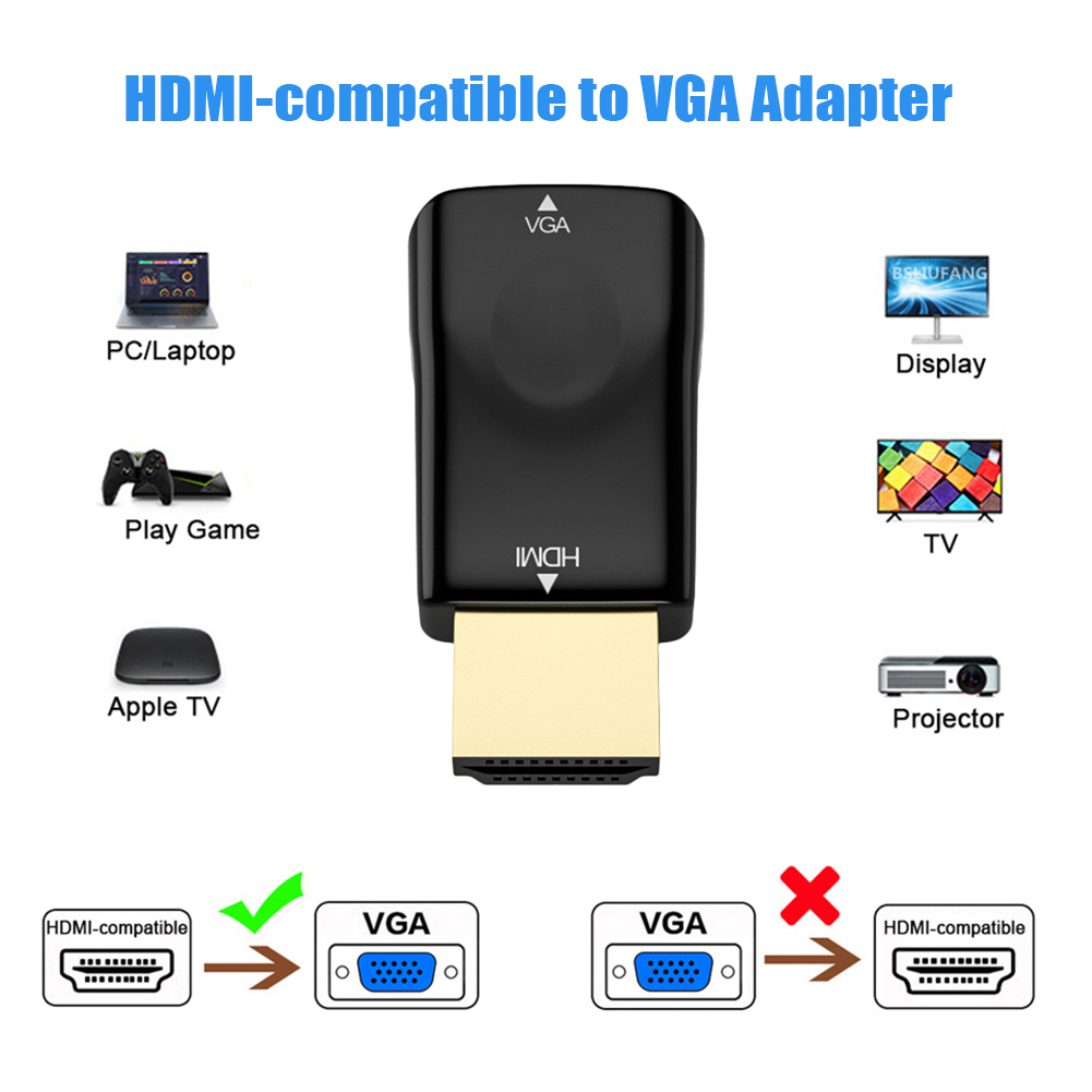 Мини HDMI-совместимый адаптер VGA HD 1080P VGA выход ПК преобразователь  разъем аудио видео для XiaoMi Huawei ноутбуков игровые гаджеты | AliExpress