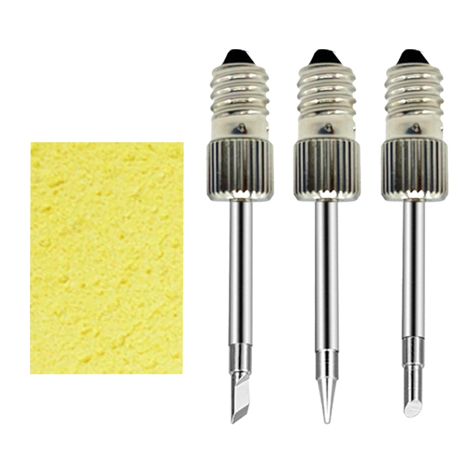 3x Brass Welding Soldering Tips USB Soldering head Replacement with Cleaning Sponge Soldering Tips for Soldering Tips Tools