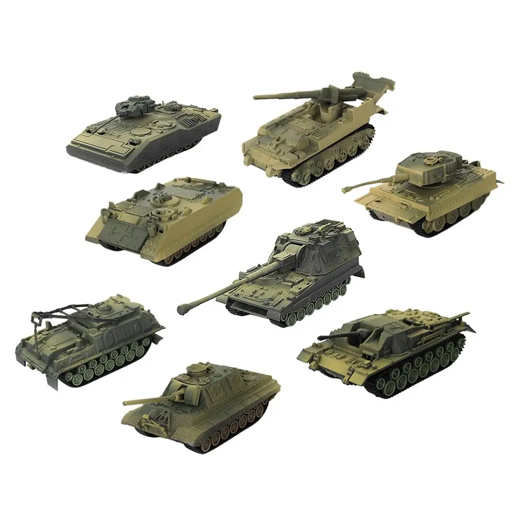 8 Pieces 4D Modern Tank Model 1:72 Heavy Tank Sand Table Model Wargame Game Diorama Scenery Layout Accessory