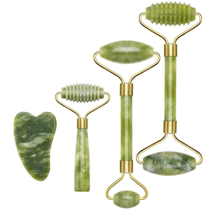 Best of 2PC Natural Jade Stone Gua Sha Face Lift Roller Gouache Scraper Guasha Massage Tools Facial Body Anti Wrinkle Beauty Massager Reviews & Tips