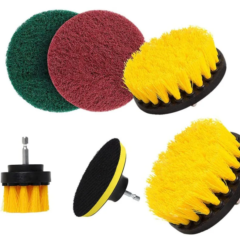 6pcs Auto Plastic Car Cleaning Tools Brush Drill Brush Set Power Scrubber Brush Car Wash Accessories for Bathroom Wheel cleaning leather seats