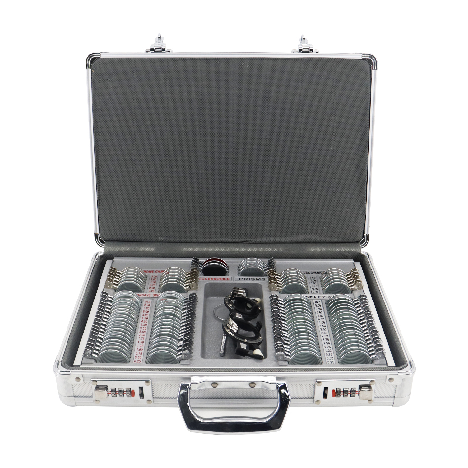 Optometry Equipment 104 Trial Lens Set Metal Rims Aluminium Case with Free Trial Frame