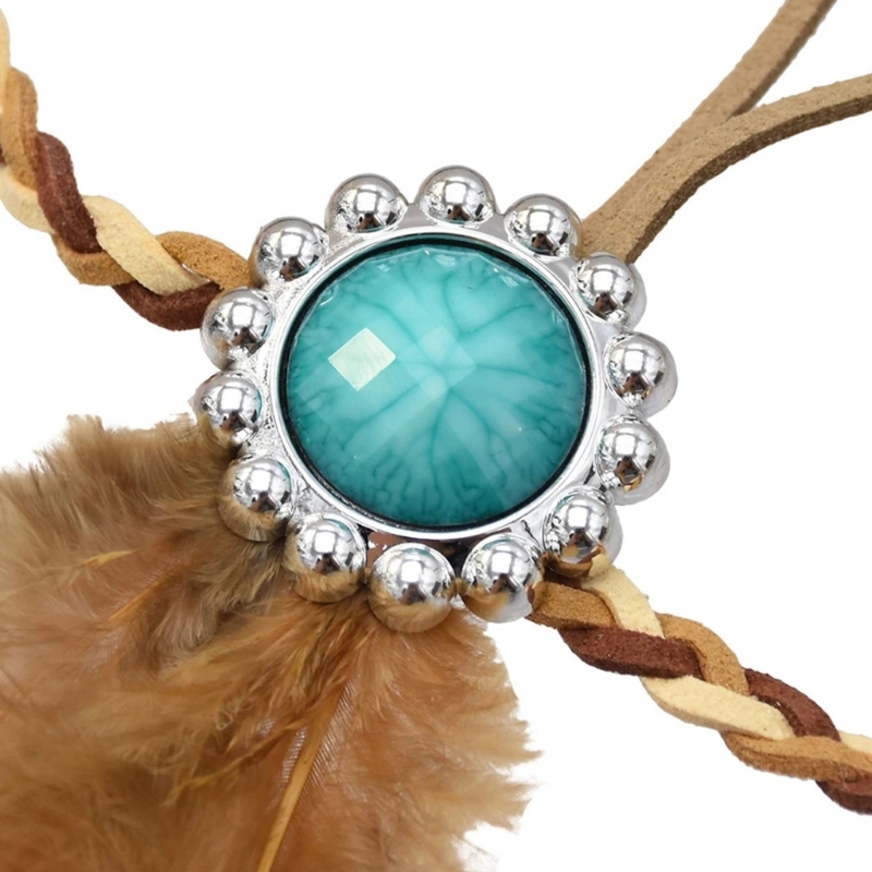 Boho Federn Stirnbänder Boho Kopfstück Native American Kopfschmuck Indische Kopfschmuck Federn Kopfschmuck Hippie Schmuck DXAA – Detail 3
