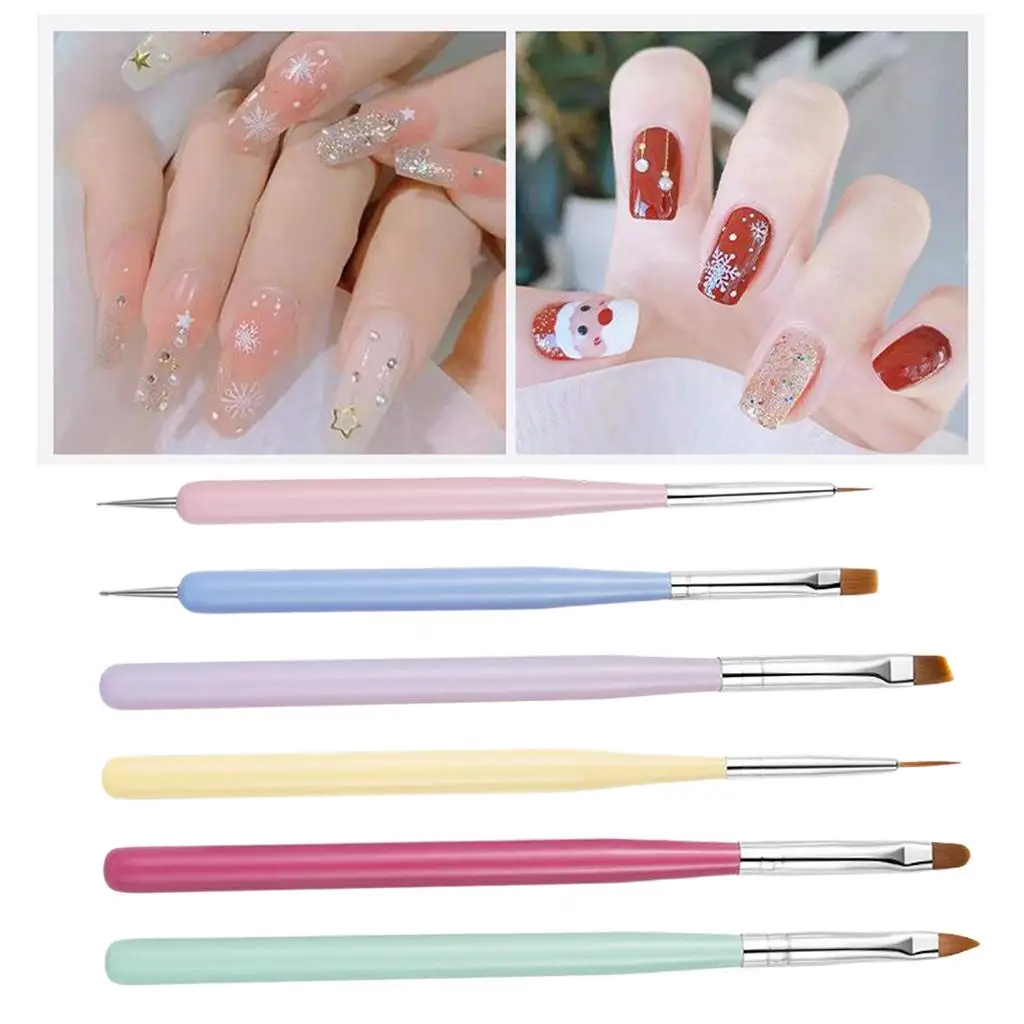 6x  Drawing Brush  Ended Striping Dotting  Painting Home  Manicure Tool Flower  Tool Set Accessories