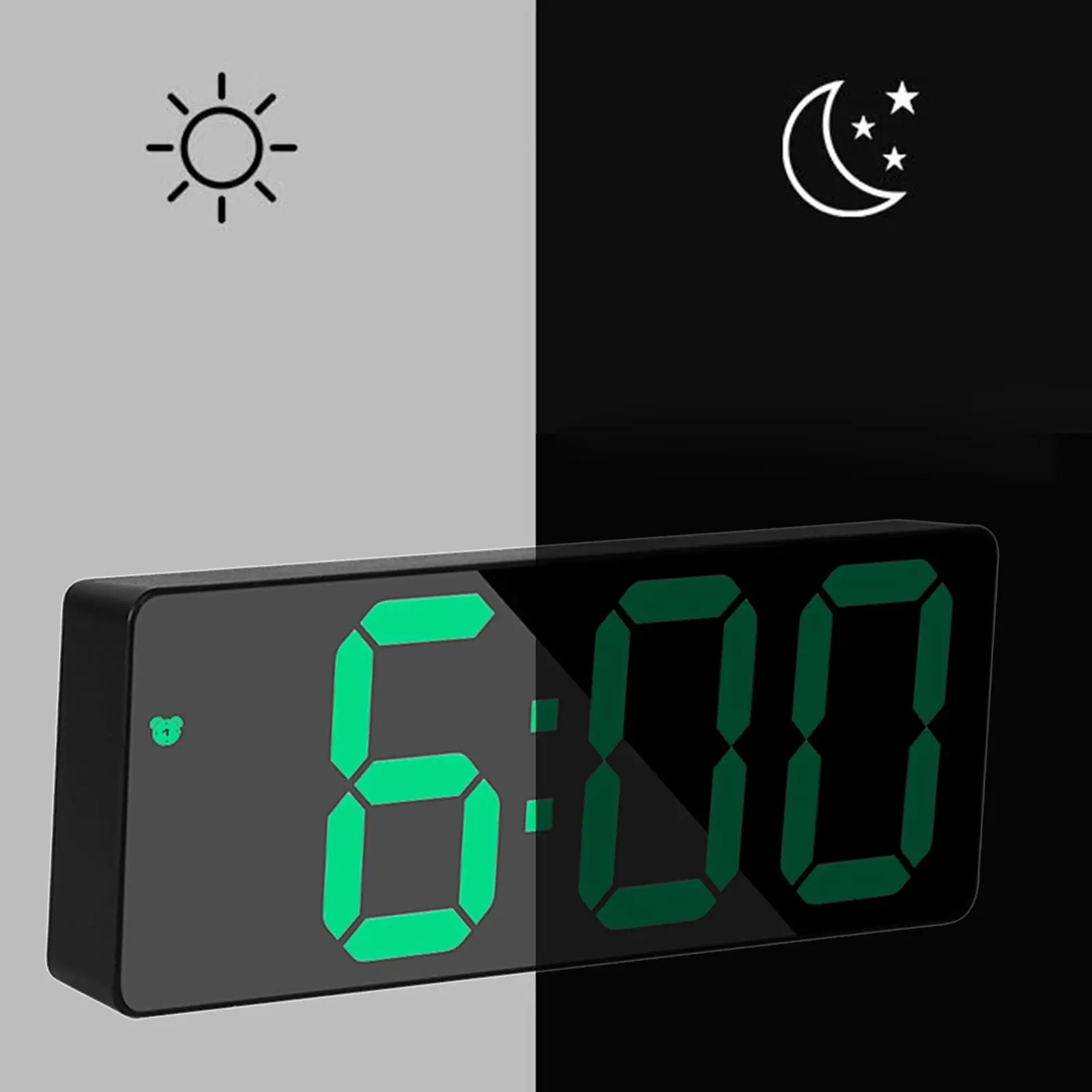 Digital Alarm Clock Snooze Large LED Display Table Seniors Voice Control