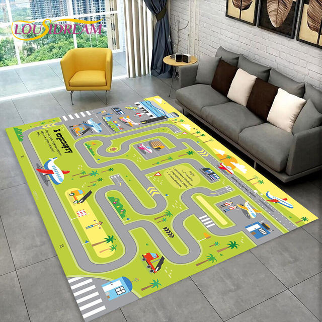 Alfombras Tapetes Para Niños 130 * 100 CM Mapa Del Estacionamiento 83 * 58  CM Mapa De La Ciudad De La Alfombra De La Carretera Señales De Tráfico  Alfombra De Juegos Para Bebés Juguetes De 32,78 €