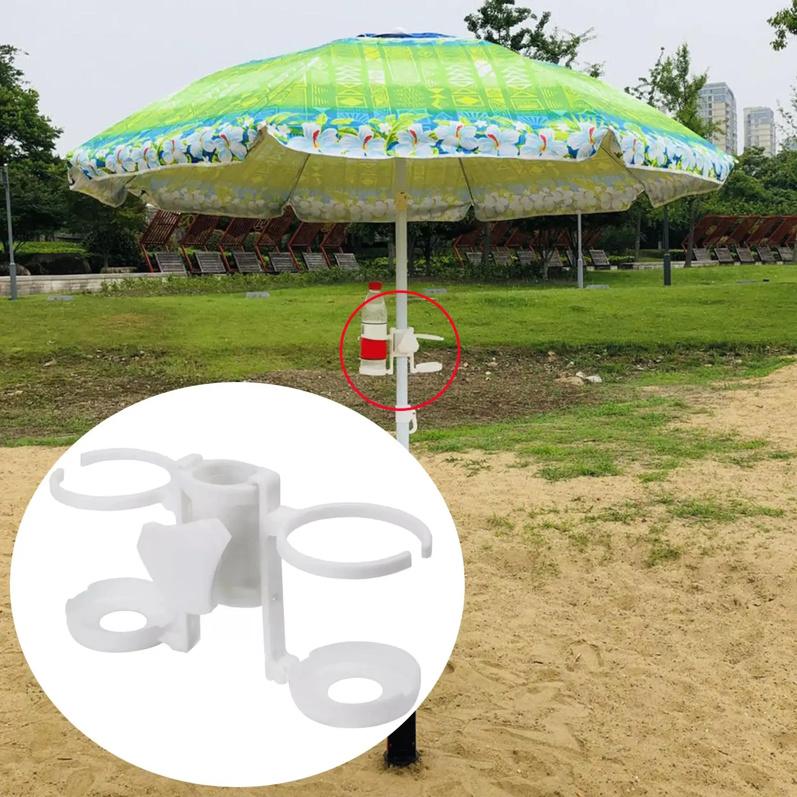 Outdoor Beach Umbrella Cup Holder Portable W/ 2 Drink Holders Drink Beach Garden Swimming Pool Coffee Stand for Umbrella Patio