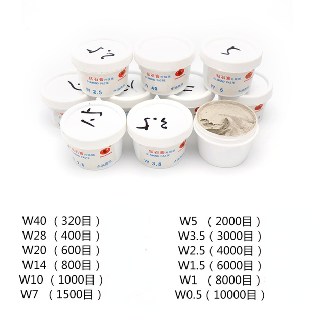 12 Pâtes à Polir Diamant - W0.5 à W40 - Pour Polissage Métal, Verre, Bijoux - Kit Complet Polissage Miroir