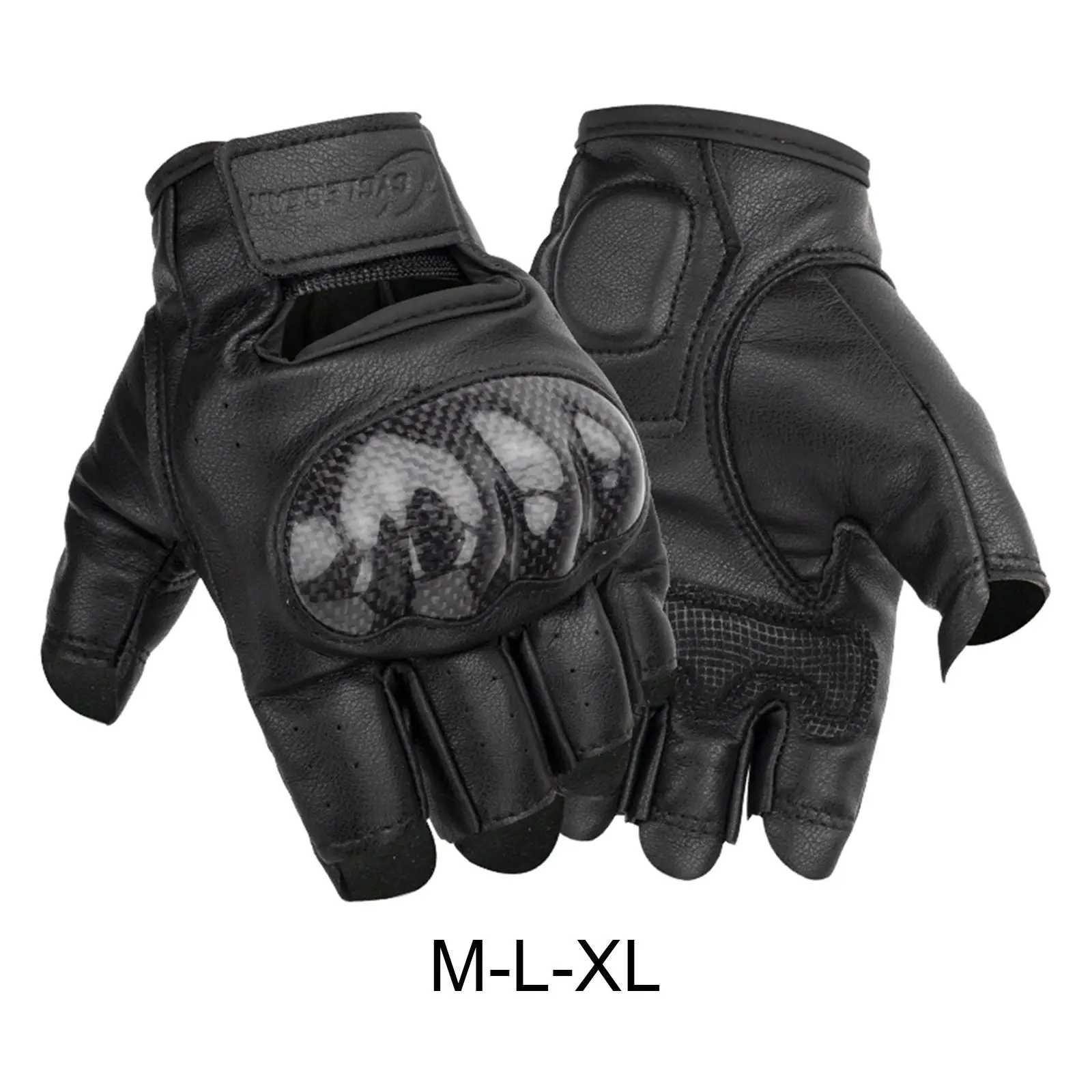 Motorcycle Gloves Half Finger PU Leather Fingerless with Carbon Fiber Protector Breathable Fit for Driving Riding Cycling