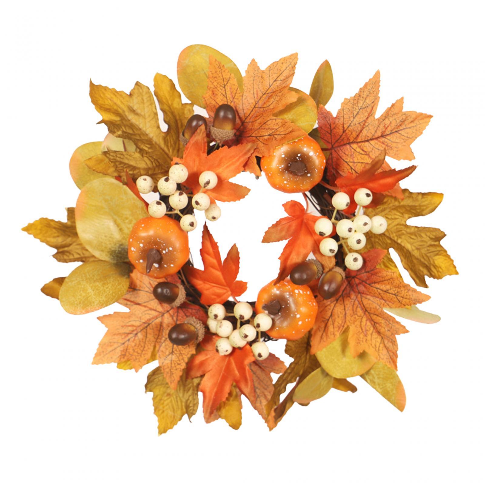 Mini Fall Candle Wreaths Rings Autumn Candle Rings for Home Farmhouse Bar