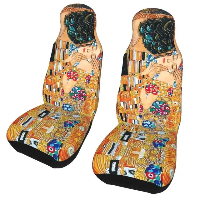 Gustav Klimt The Kiss Front Auto Seat Cover Print Gold Colorful Painting  Art Car Seat Covers Fit Any Truck Van RV SUV 2PC - AliExpress