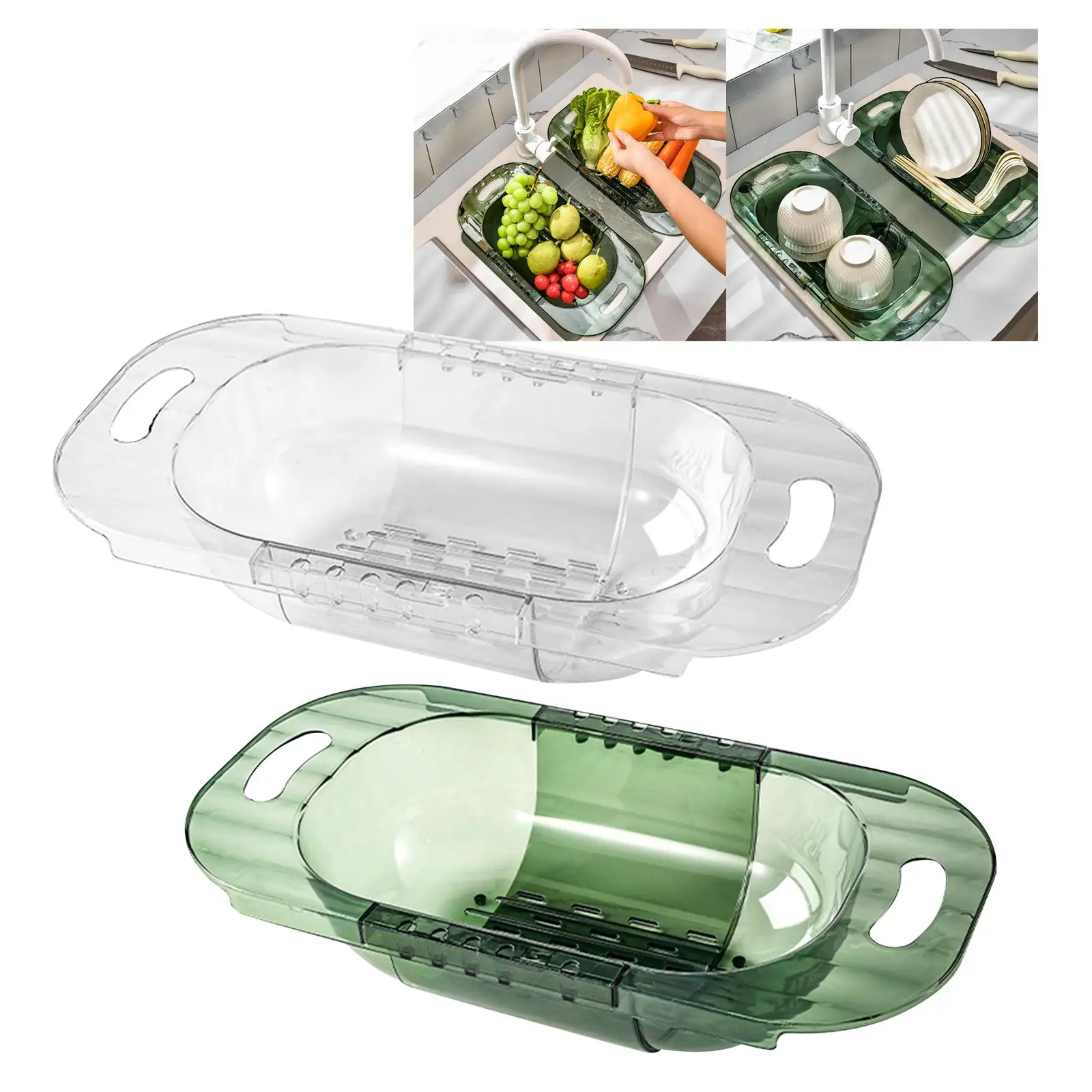 Retractable Strainer Container Wash Basins Drain Baskets Over The Sink Strainer Colander for Dishes Fruits Pasta Pantry