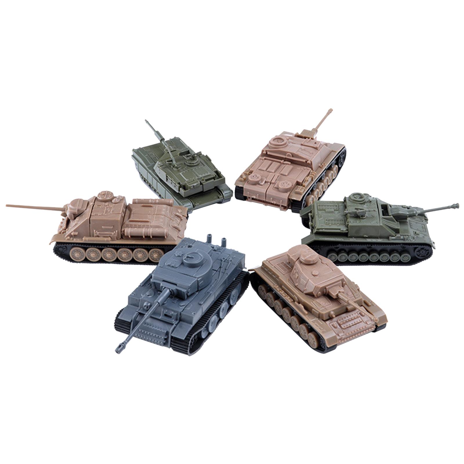 6x Static Tanks Collection Ornaments Toys Party Favors Military Display Gift for Boy and Girl Adult Kids Children Beginners