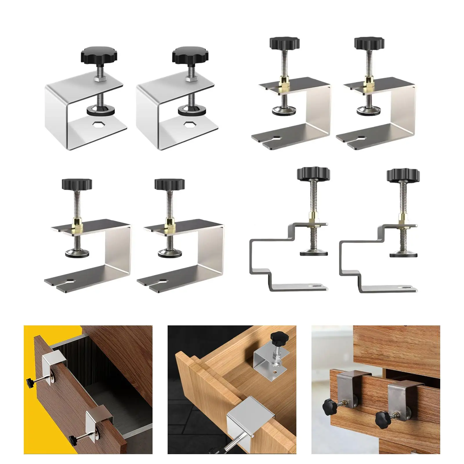 2x Portable Woodworking Clamp Drawer Front Installation Clamps Fixing Clip Adjustment Fasten Stable Smooth Hardware