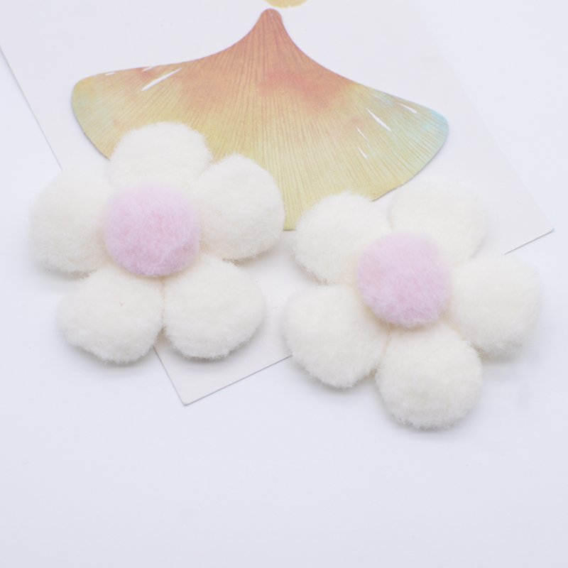 16 Stück 55 mm gepolsterte Plüsch-Blumen-Applikationen für DIY-Kopfbedeckungen, Haarspangen, Schleife, Dekor, Zubehör, Kleidung, Hut, Schuhe, Nähflicken – Detail 4
