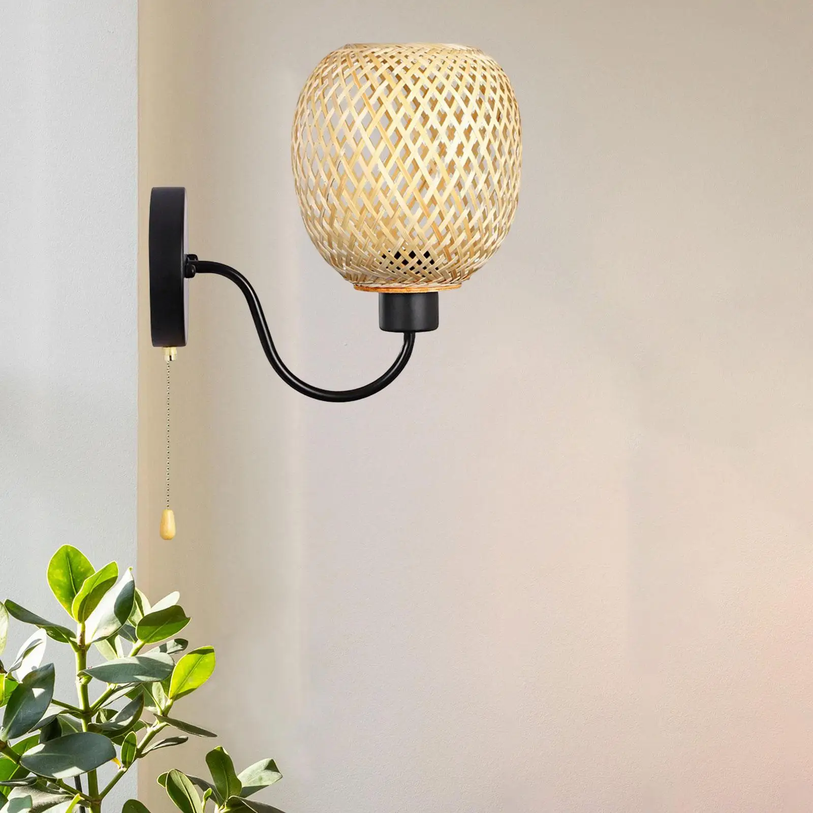 Antique style Lamp Shade E27 E26 Lampshade Rattan for Hallway