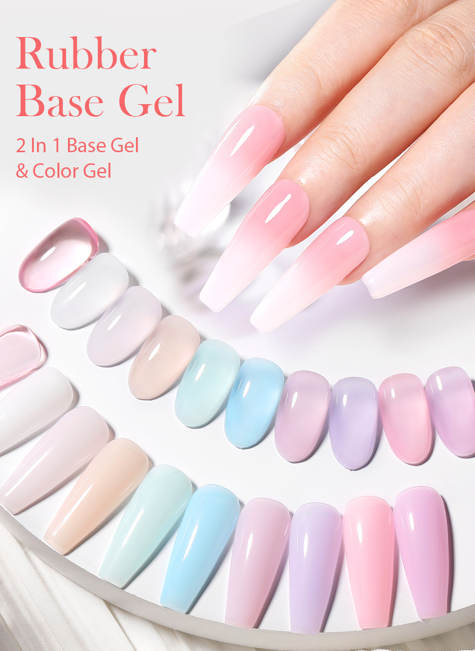 Description Picture 2 of itemBORN PRETTY Rubber Base Gel Nail Polish Pink White Base Gel Top Coat Jelly Semi Transparen French Soak Off UV Nail Art Varnish