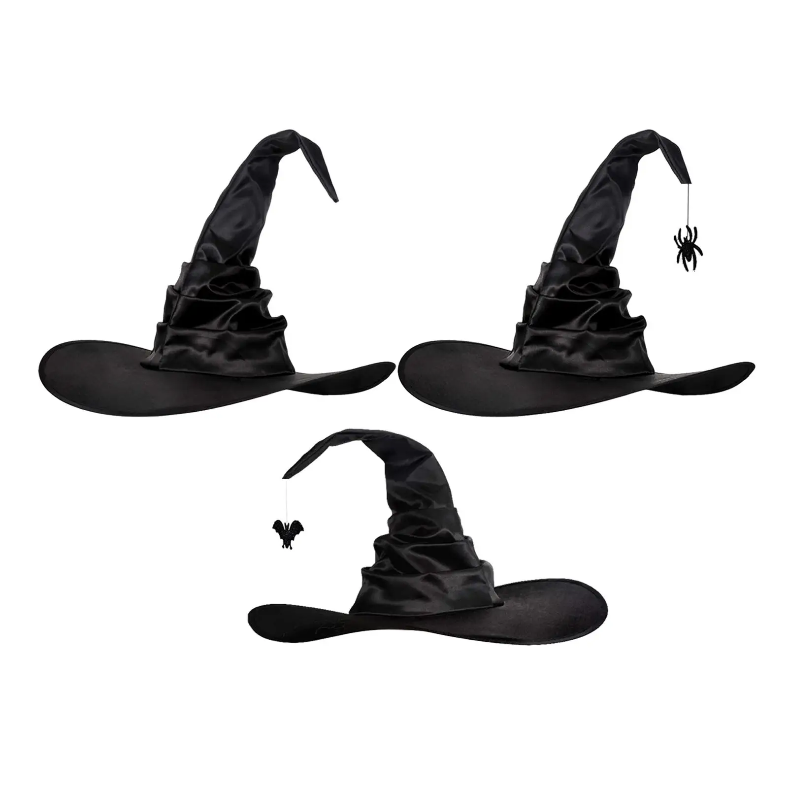 Witch Women Hat Character Black Adult Hats Sorceress Hat for Halloween