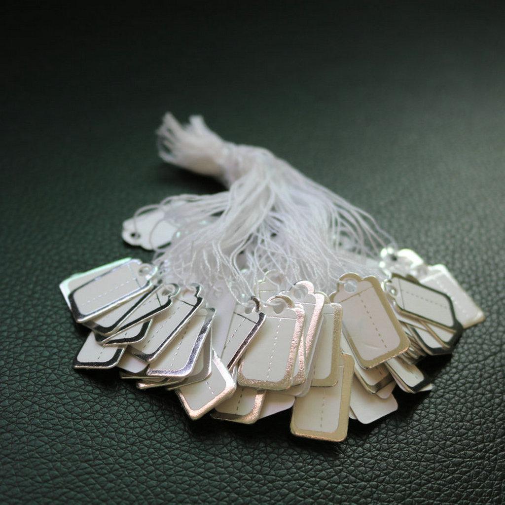 500pcs Wholesale Paper Label Tie On String Price Tags Jewelry Watch Showing