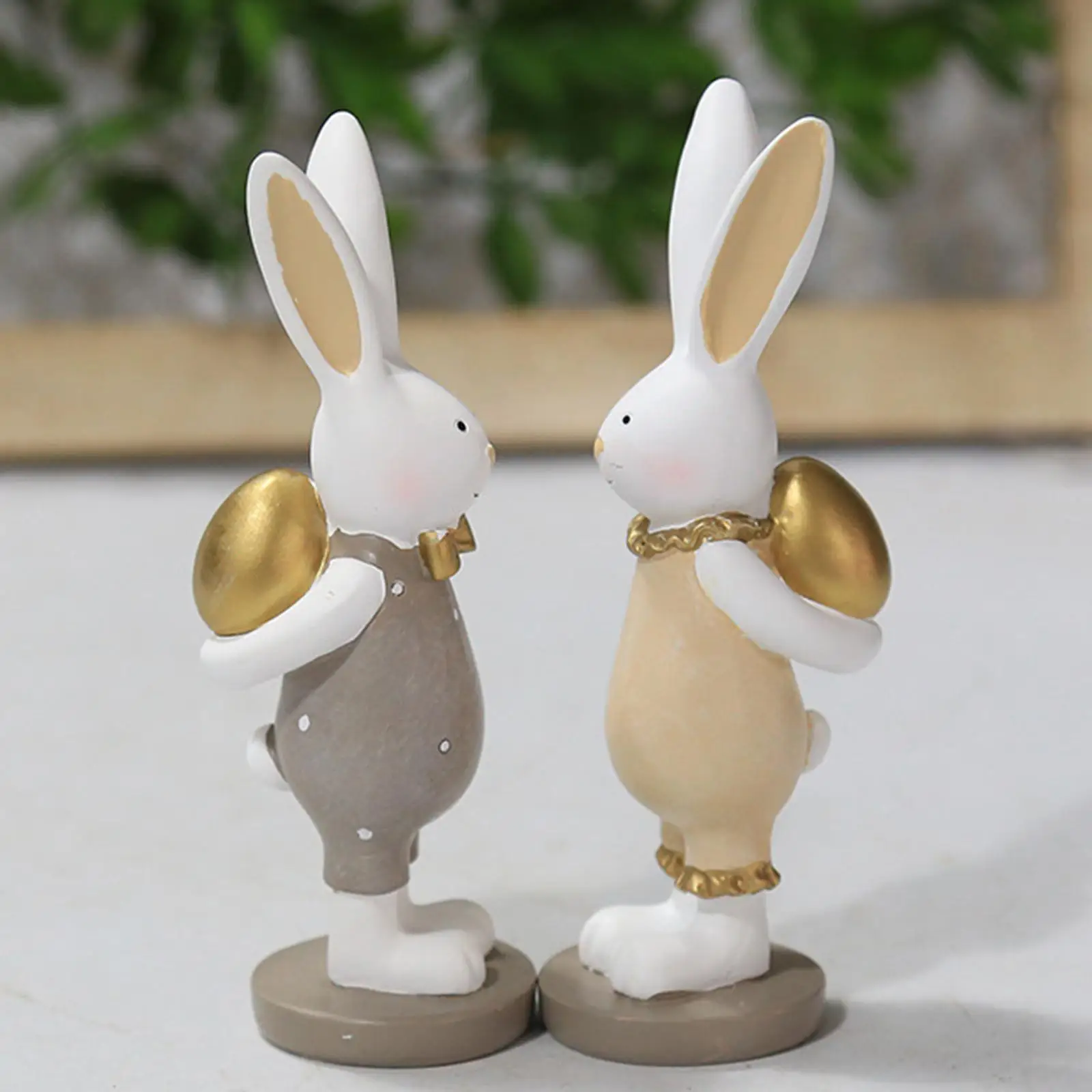 2x Rabbit Statue Little Figure Easter Bunny Figurine for Car Dashboard Decor