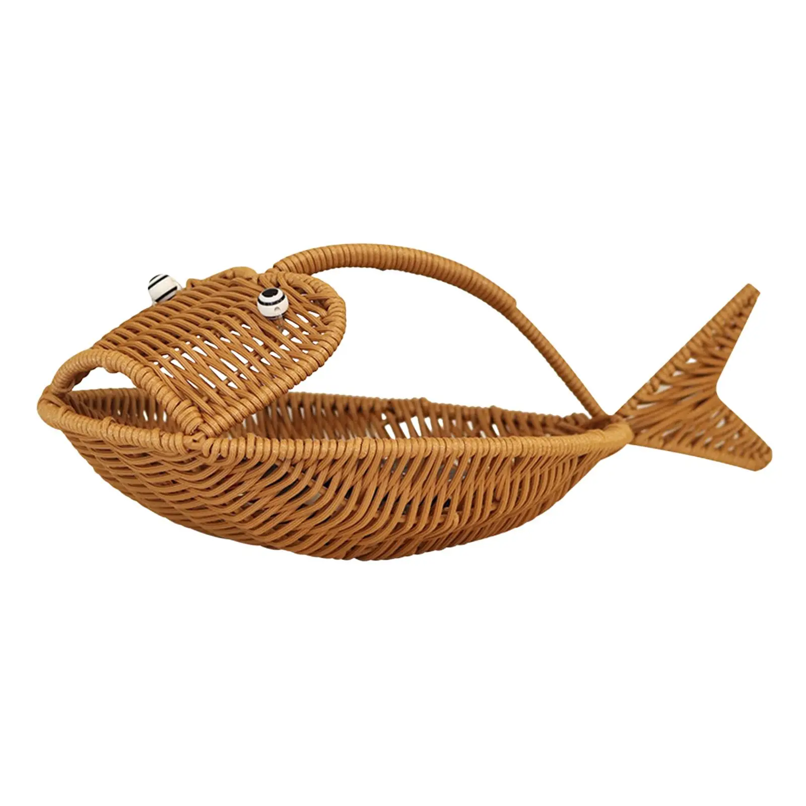 Wicker Vegetable Storage Storage Basket Cute Fish Shape Bread Baking Tray Rattan Bread Baskets for Camping Dining Room Picnic