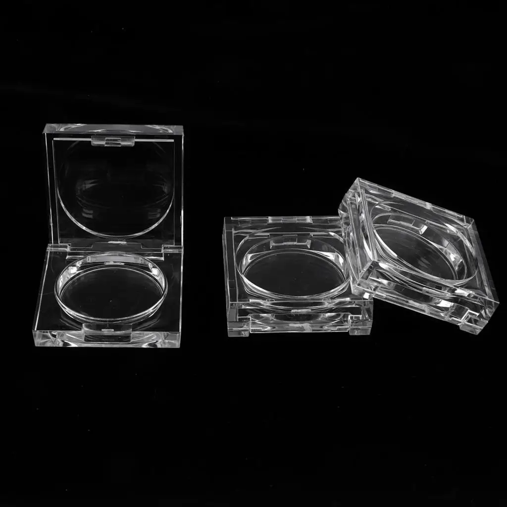 3x Clear Refillable Blusher Case Empty Eyeshadow Lipstick Storage Container