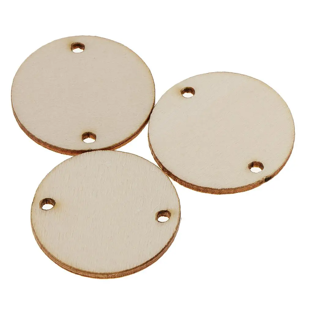 50 Unfinished Predrilled Wood Slices DIY Pendant Round Log Disc Decor 35x2mm