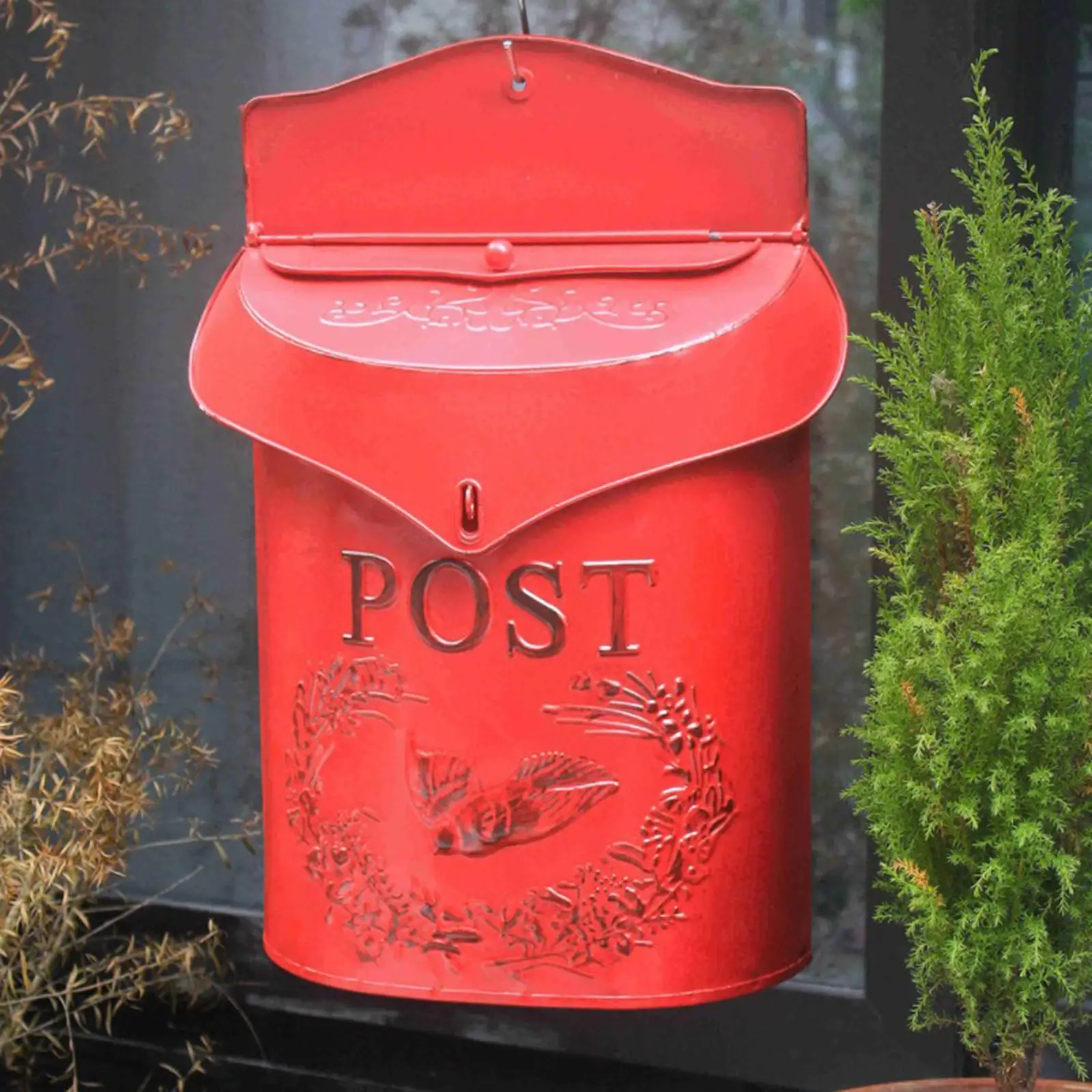 Wall Mounted Post Box Postbox Iron Outdoor Mailbox Lockable Outside Postbox Letterbox for Wall Hanging