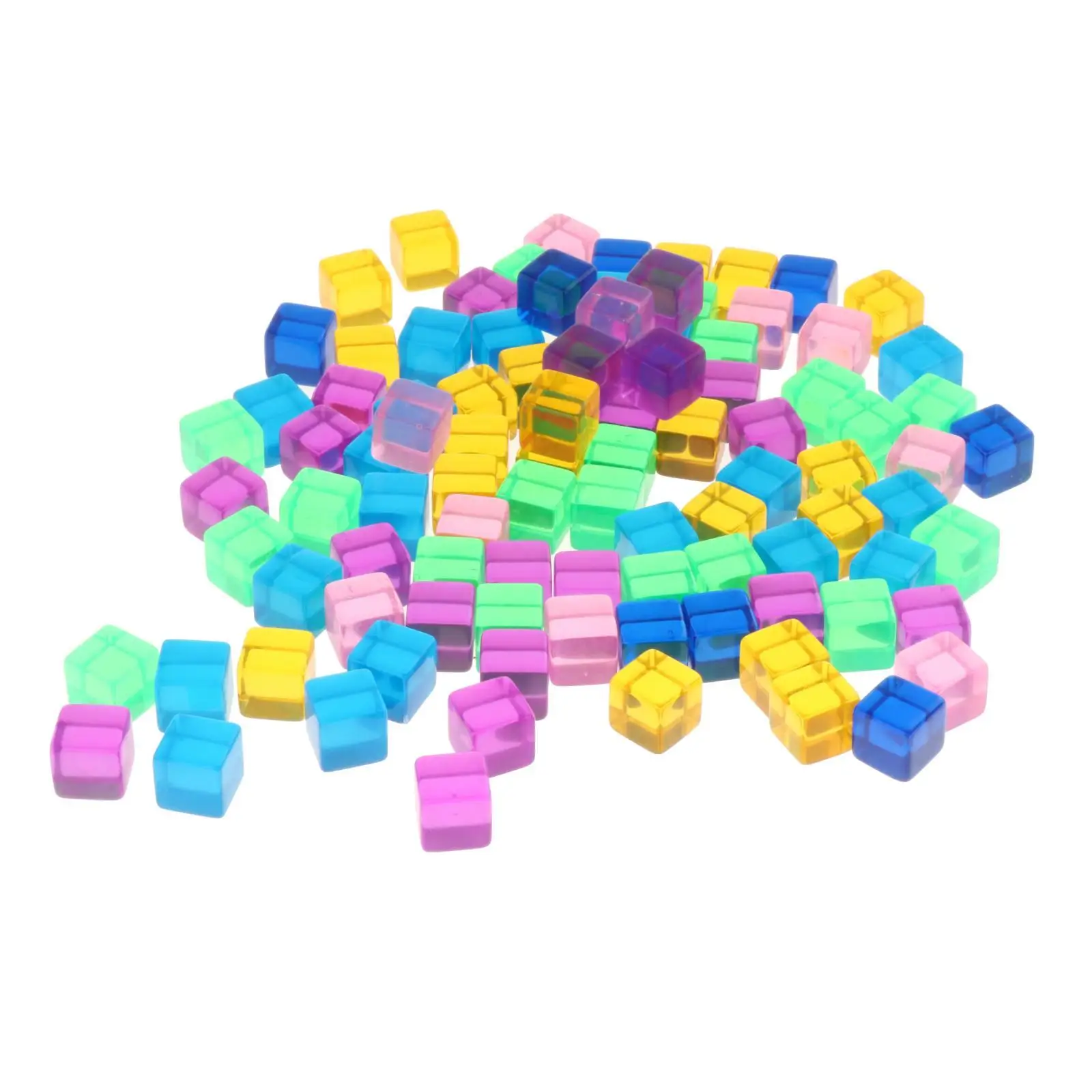 100 Pieces D6 16mm Transparent Blank Dices Translucent Colors Colorful Dice Square Dice for Party Favors Puzzle Game Dice Games