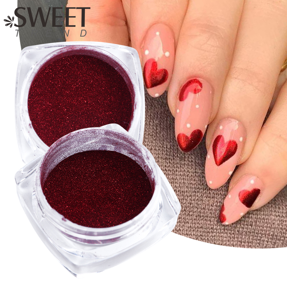 Best of 1Box Red Mirror Powder Nail Glitter Valentine Metal Color Chrome Pigment Nail Art Decoration Gel Polish Manicure Rubbing Dust Reviews & Tips