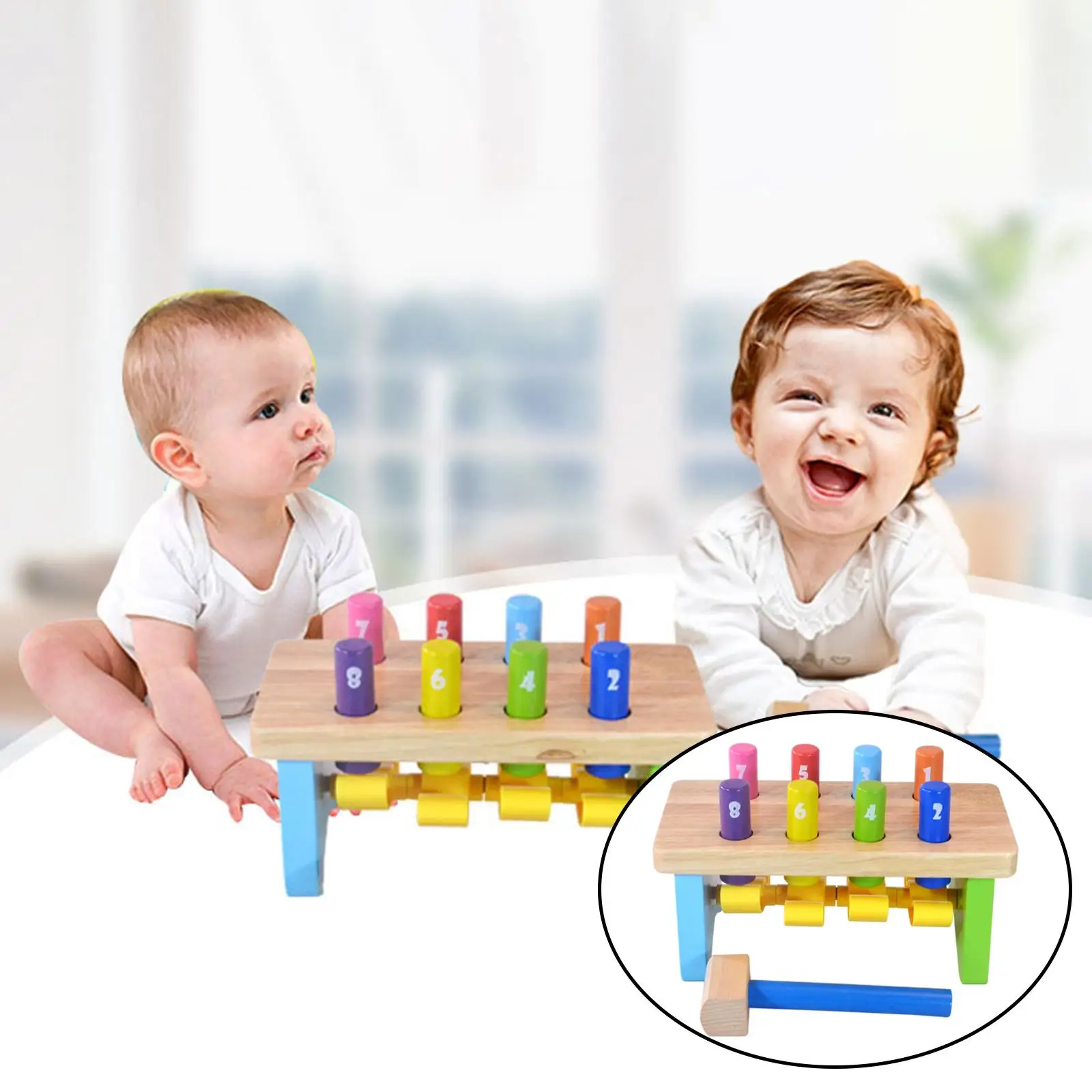 Hammer Toy - Pounding Bench Wooden Toy - Classic Hammer Toys for Toddlers and Kids 1-3 Years Old Develops Fine Motor Skills