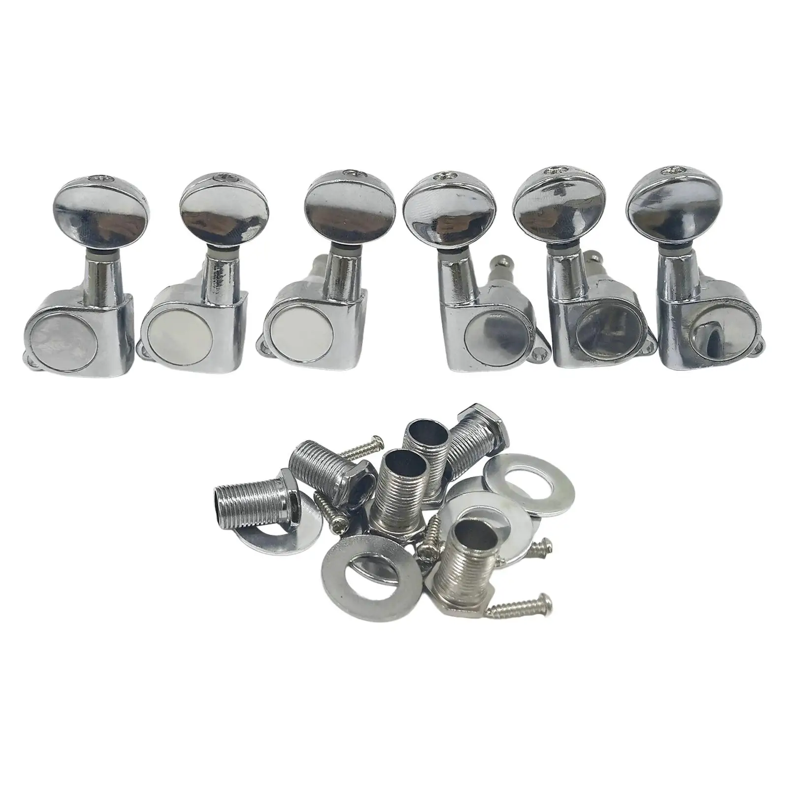 6x Guitar Tuning Peg Tuner Key Peg Knobs Tuners with Nuts Gaskets Machine Head for Acoustic Electric Guitar Replacement Parts