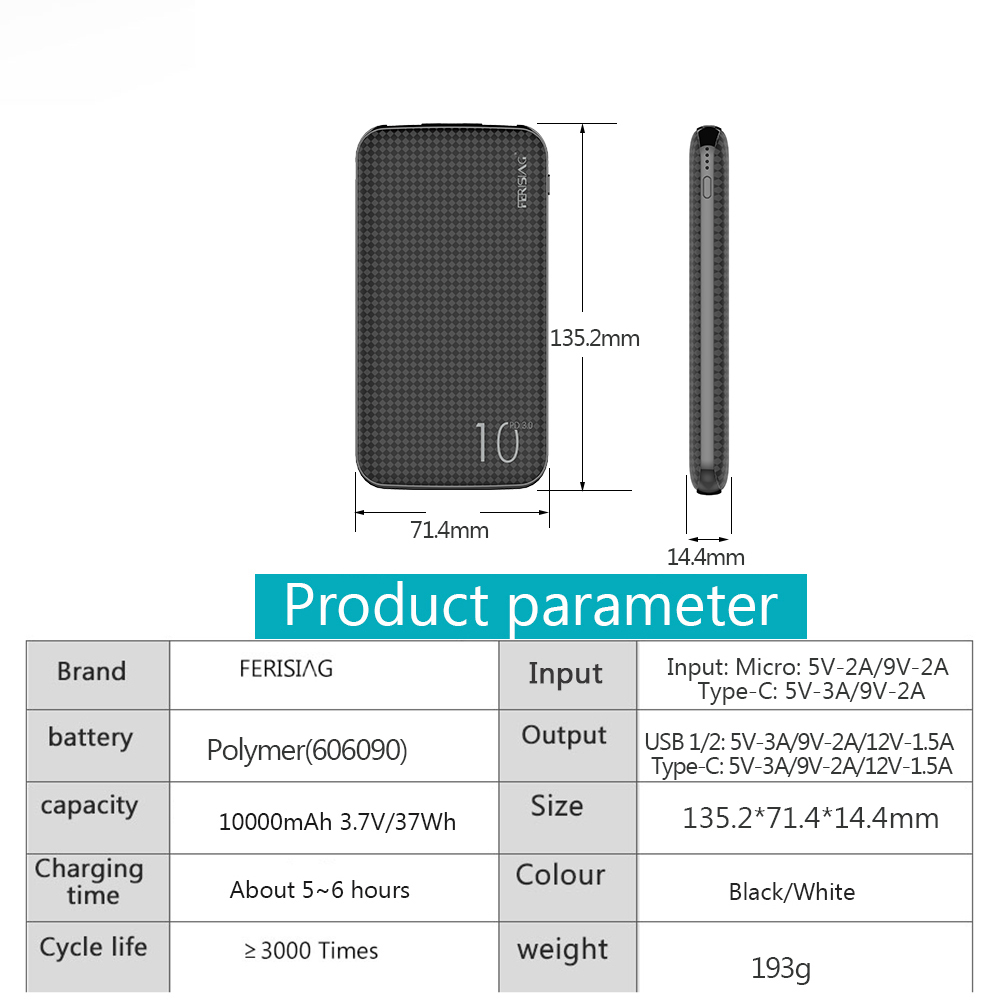 USB, Tipo C, 10000 mAh, QC 4.0, 3.0, Xiaomi Power Bank