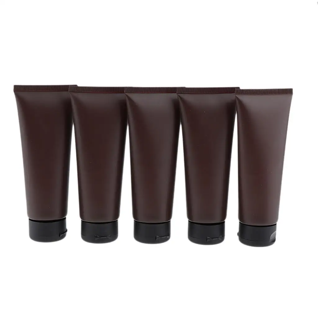 5PCS 100 Empty Refillable Plastic Tubes Bottle for Body Shampoo Lotion Storage Squeezable Containers