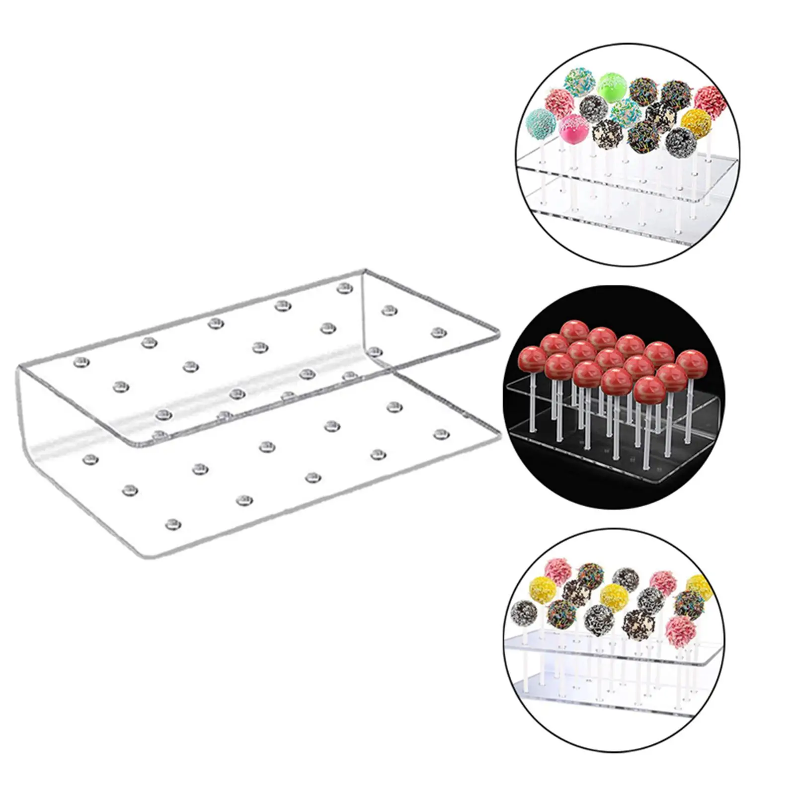 15 Holes Acrylic Lollipop Display Stand Acrylic Rectangle Shape Durable Display Holder Wedding Party Candy Dessert Stick Holder